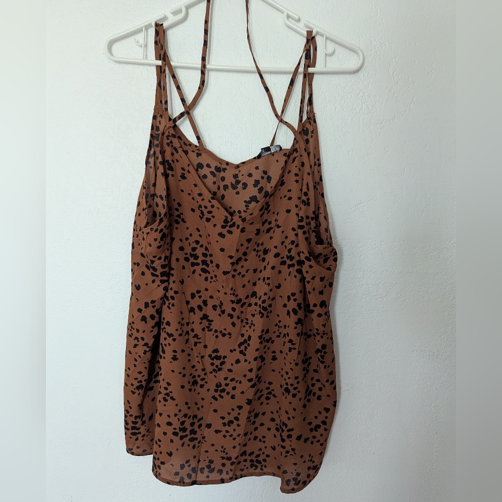 Papermoon Juliet Cami Leopard Print Brown Size 2x Brand New Woman's Top